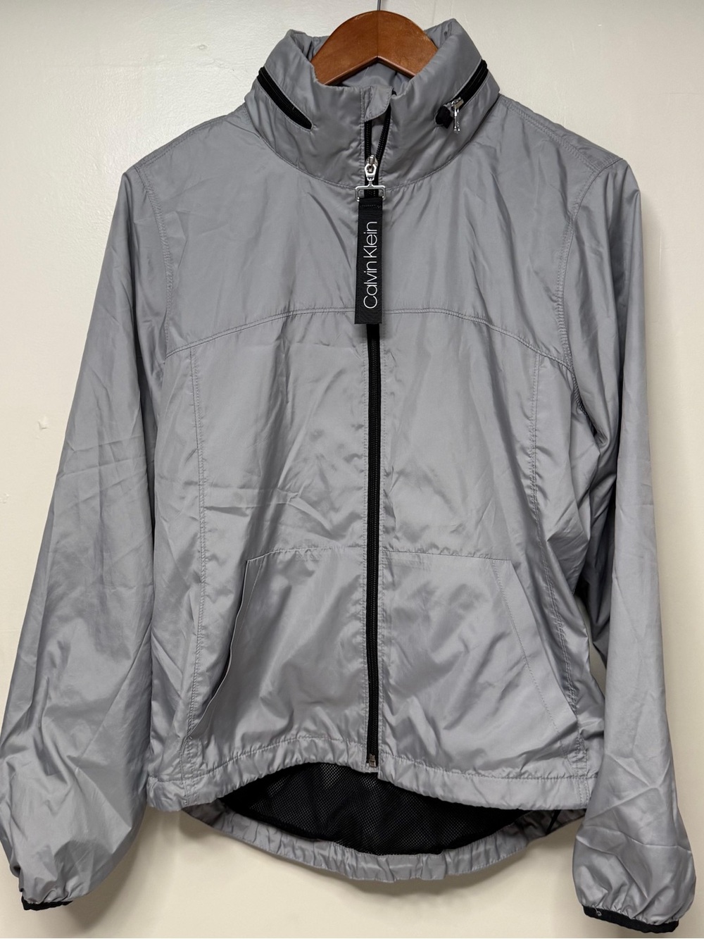 Calvin Klein Men's Light Gray Packable Windbreaker Jacket
